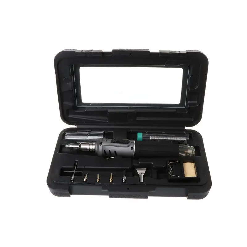 10-In-1 Gas Soldering Iron Case Set Multifunction HS-1115K Butane Lighter Spray Set Welding Equipment