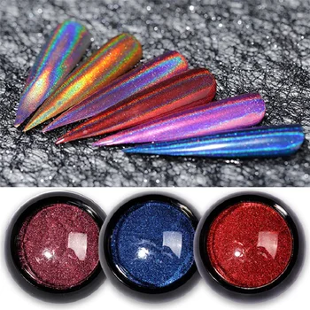 

1 Box Holographic Laser Glitter Powder For Nails Mirror Polishing Chrome Pigment Laser Shiny Dust Nail Art Decorations Manicure