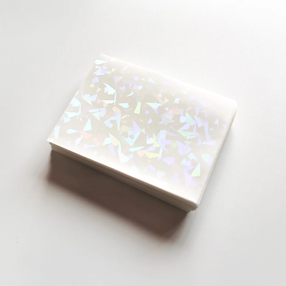 

100 PCS/LOT 66x91mm White Broken Gemstone Glass Laser High End Gaming Cover Film Holographic Idol Photo Protector Card Sleeves