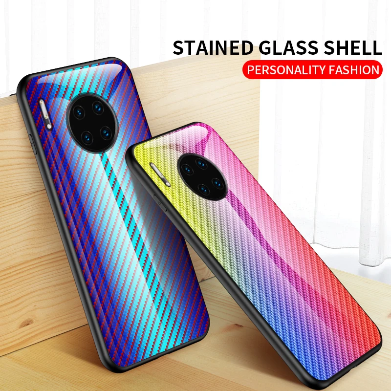 Модный стеклянный чехол для huawei P30 Lite P30 Pro P30 Mate30 Mate30 Pro, чехол из закаленного стекла с градиентом, защитный чехол