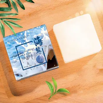 

Sea Salt Soap Removal Pimple Pores Acne Treatment Cleaner Base Milk Face Moisturizing Soap Skin Care Wash Goat B2Q2