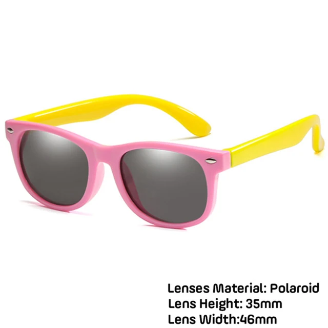 LongKeeper Kids Polarized Sunglasses TR90 Boys Girls Sun Glasses Silicone Safety Glasses Gift For Children Baby UV400 Eyewear pink yellow