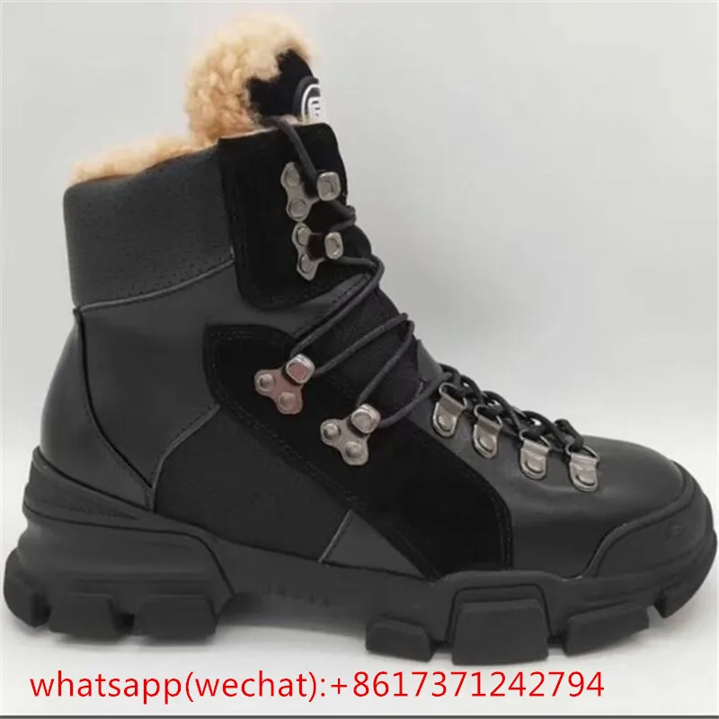 Fur Snow Boots Winter Comfortable Ankle Boots Lace Up Short Boots Zapatos De Mujer Fashion Female Shoes Black Brown Shoes