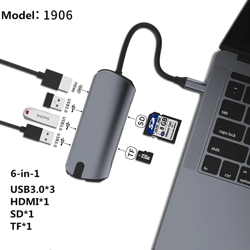 Мульти-Функция 4/5/6/8 Порты usb-концентратор Тип-C Разветвитель usb 3,0 концентратор HDMI адаптер для ноутбука Macbook Pro RJ45 PD зарядки