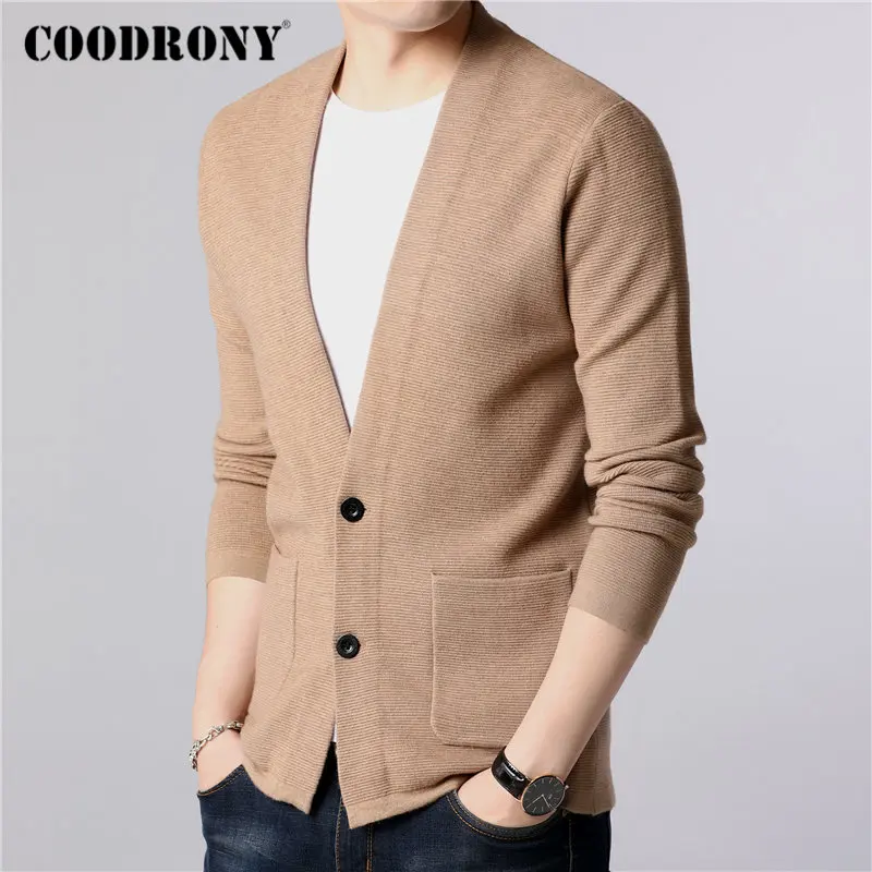 Cheap COODRONY Brand Sweater Men Streetwear Fashion Sweater Coat Men With Pockets Autumn Winter Warm Cashmere Wool Cardigan Men 91105