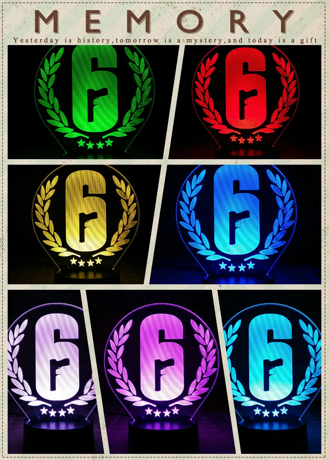 Game Led Night Light Rainbow Six Siege Table Lamp Room Decor Usb Charge Touch Sensor Light Boy Child Gift Night Lamp Rainbow Six