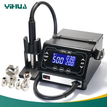 Buy LCD Touch Screen Soldering Station YIHUA 993D Hot Air Gun Solder Blower 1300W BGA Rework SMD Soldering Free Shipping