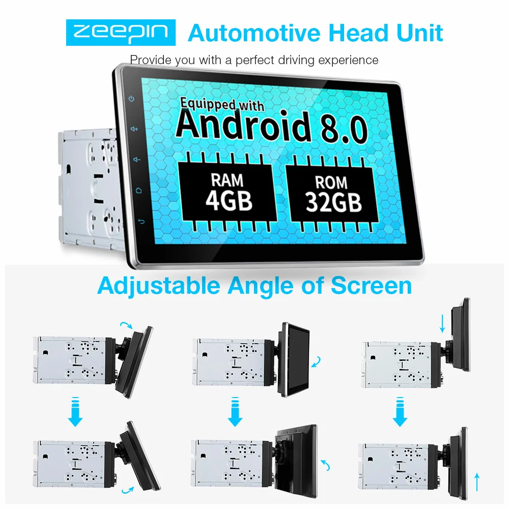 Android 8.0 4GB RAM 32GB ROM Car Multimedia Player 10.1'' Entertainment GPS 4G WiFi Bluetooth Radio MirrorLink | Автомобили и