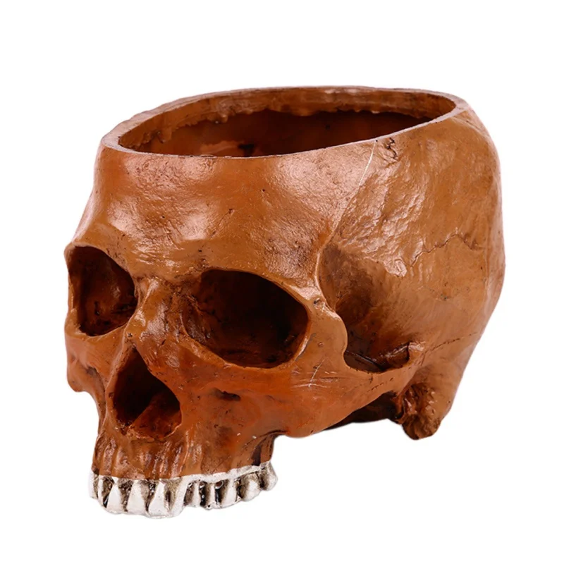 E Halloween Horror Simulation Skull Flower Pot Movie Props Model Garden Supplies Resin Flower Pots Planters - Цвет: E