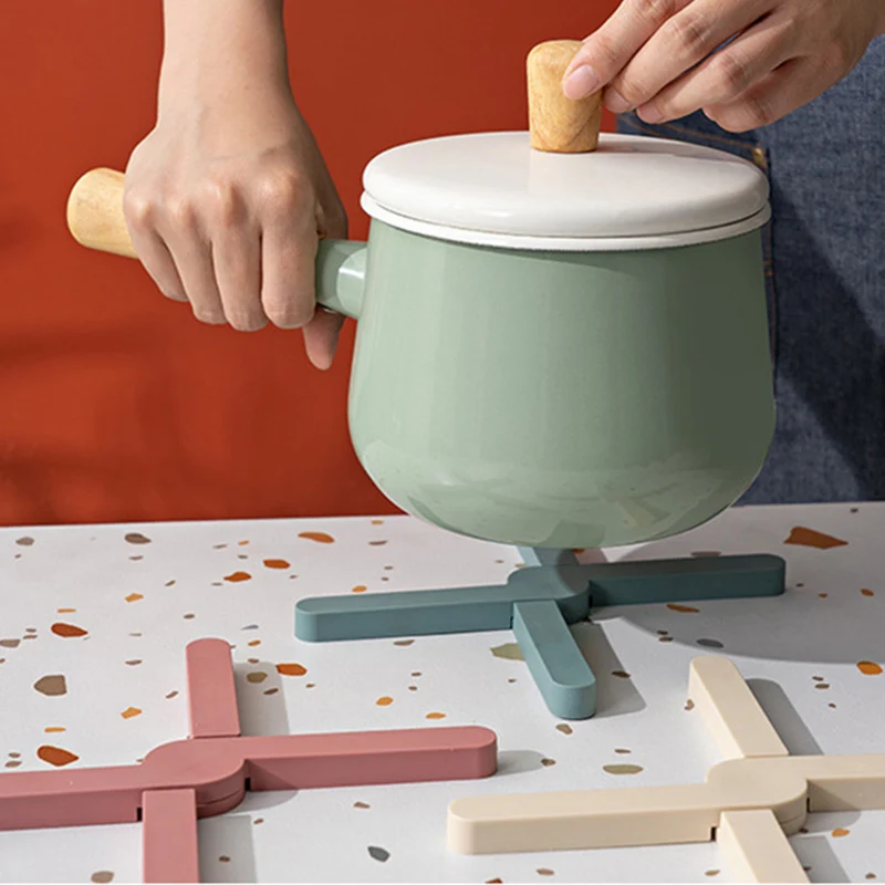 Almohadilla plegable de silicona resistente al calor, no maceta deslizante, sartén, Mantel Individual, plato, soporte cruzado, posavasos, mesa de cocina, remache - 100 cosas bonitas para la casa