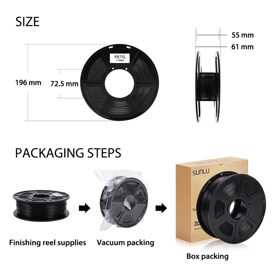 Petg da Transluciência de Sunlu para a Impressora Filamento de Petg Consumível do Abajur do Carretel 1kg com Material Filamento Dureza 3d 1.75mm Boa - Imagem 6