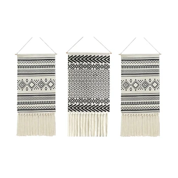

3 Pcs Woven Wall Hanging Macrame Tapestry Home Decor Geometric Art Decor Boho Backdrop Dorm Room Door Decoration