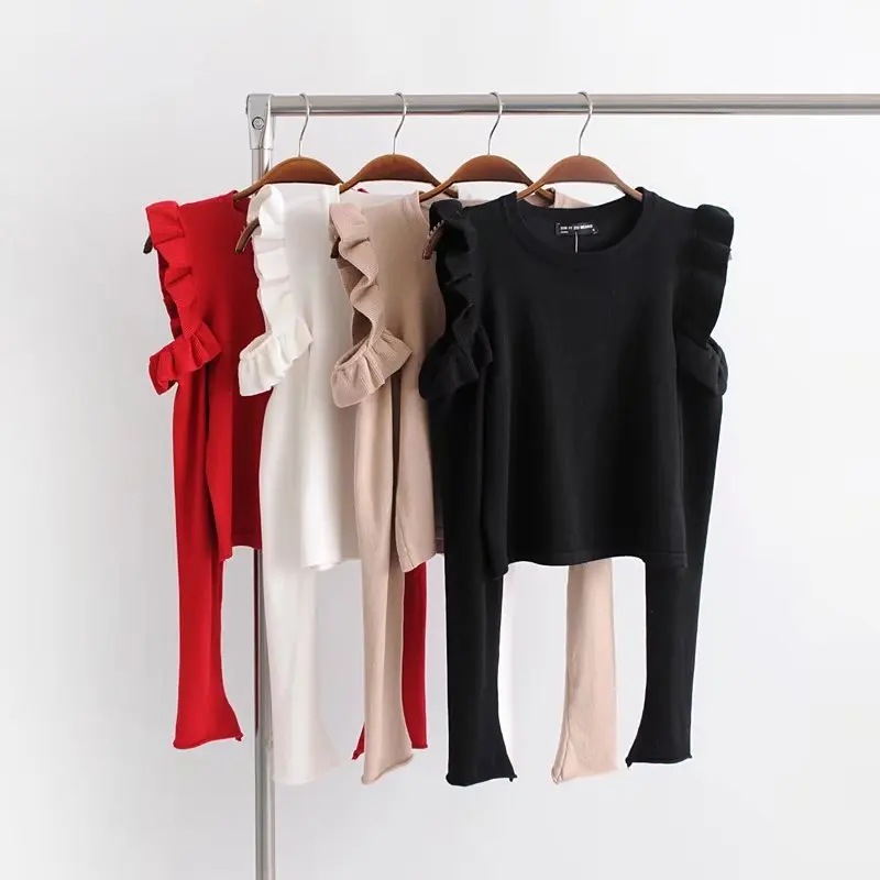 

2017 Western Style Autumn And Winter Women's Dress New Style Frilled Exposed Shoulder Base Shirt