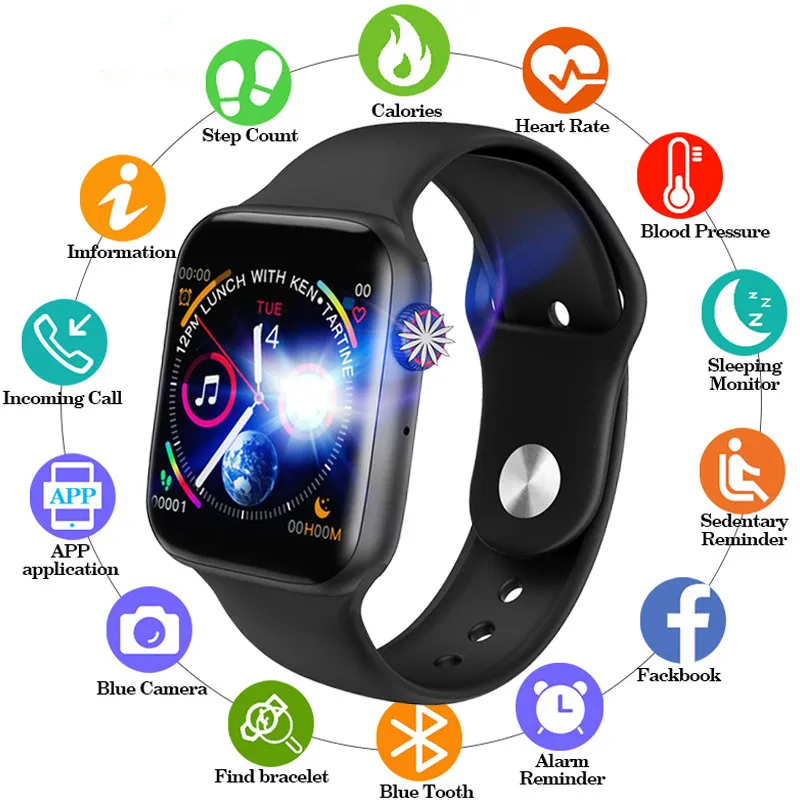 Смарт-часы 44 мм PK IWO 8 PLUS Bluetooth Smartwatch Series 4 siri для Xiaomi huawei samsung ios Apple iphone 5 6 7 8 X XS MAX XR - Цвет: Black smartwatch