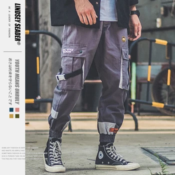 

Lindsey Seader Men Pockets Cargo Harem Joggers Track Pants Hip Hop Casual Sweatpants Streetwear Fashion Hipster Pants Trousers