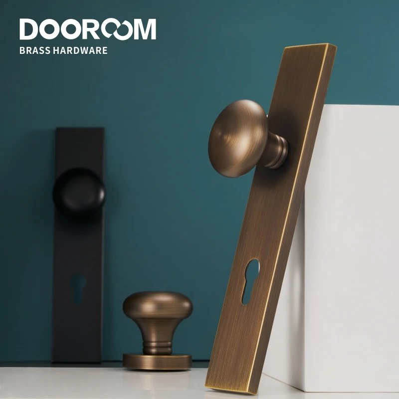 

Dooroom Brass Door Lock Set Modern Interior Bedroom Bathroom Double Wood Door Lever Set Dummy Privacy Passage Locks