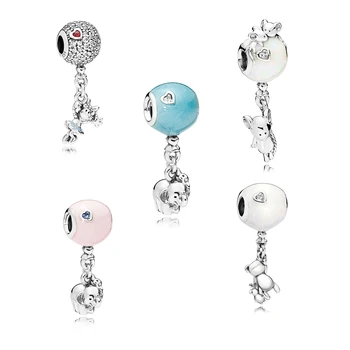 

2020 New Authentic Flying My Mouse Teddy Mouse Elephant and Pink Balloon PD Beaded 925 Silver DIY Jewelry Gift Factory Outlet
