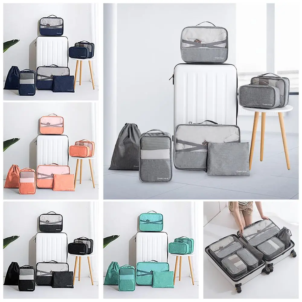 

7 /8 pcs set High-grade Suitcase Organizer Set Travel Luggage Organizer Laundry Pouch Packing Set Travel Suitcase Storage Bag