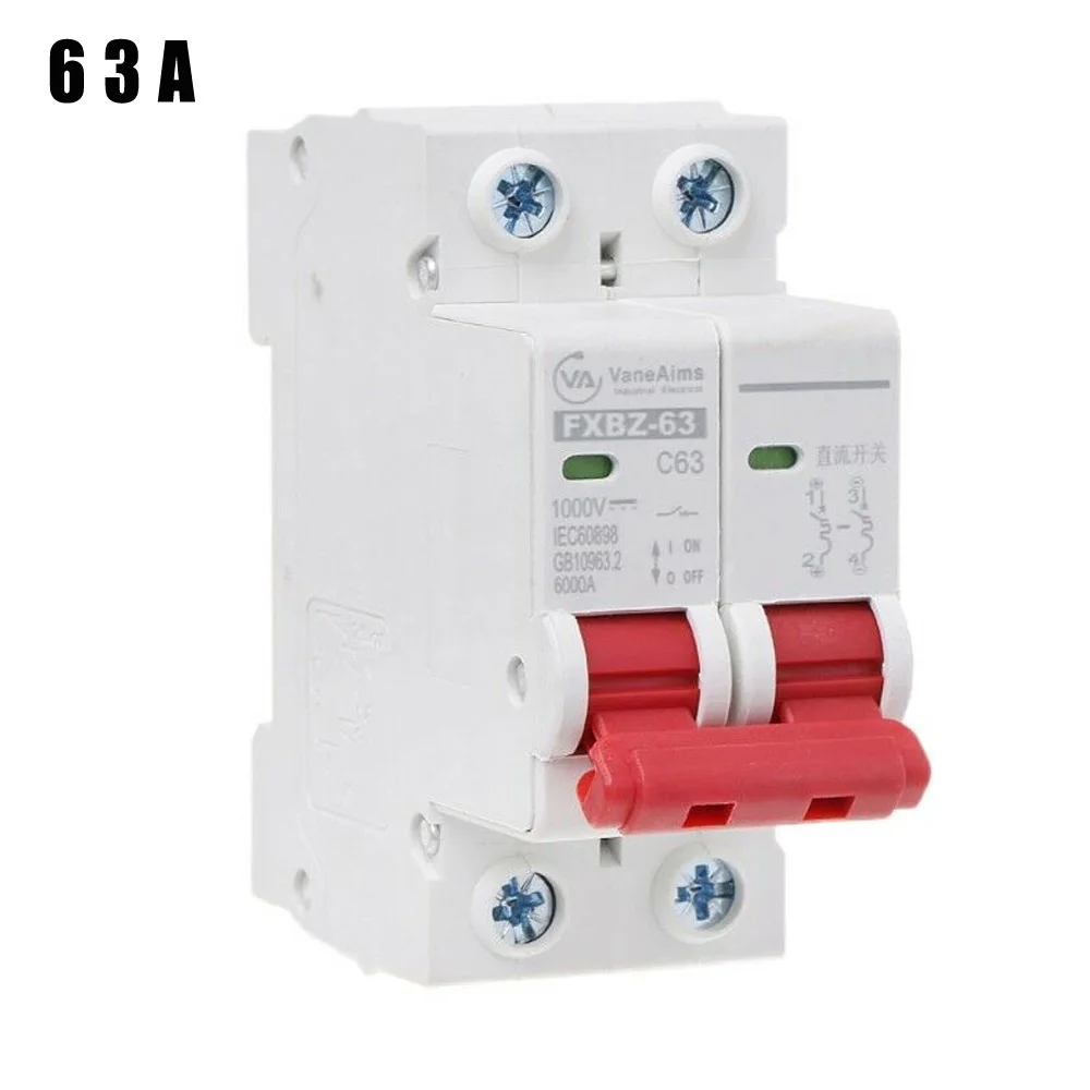 

2P DC 1000V Solar Mini Circuit Breaker 10A/16A/32A/50A/63A DC Photovoltaic MCBS