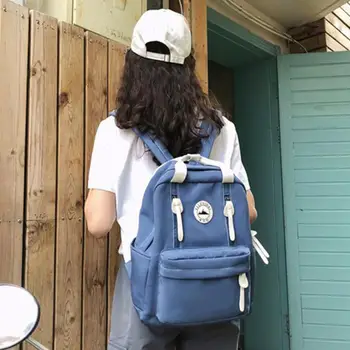 

Girls Backpack Portable College Style Nylon Waterproof Ring Buckle Female Vertical Zipper Travel Backpack Large Capacity