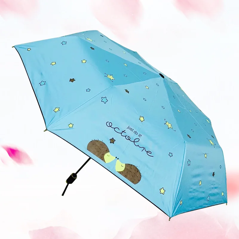 

Mermaid 909 Ocean Star Vinyl Three Fold Parasol Sun-resistant UV-Protection Foldable Rain Or Shine Dual Purpose Umbrella