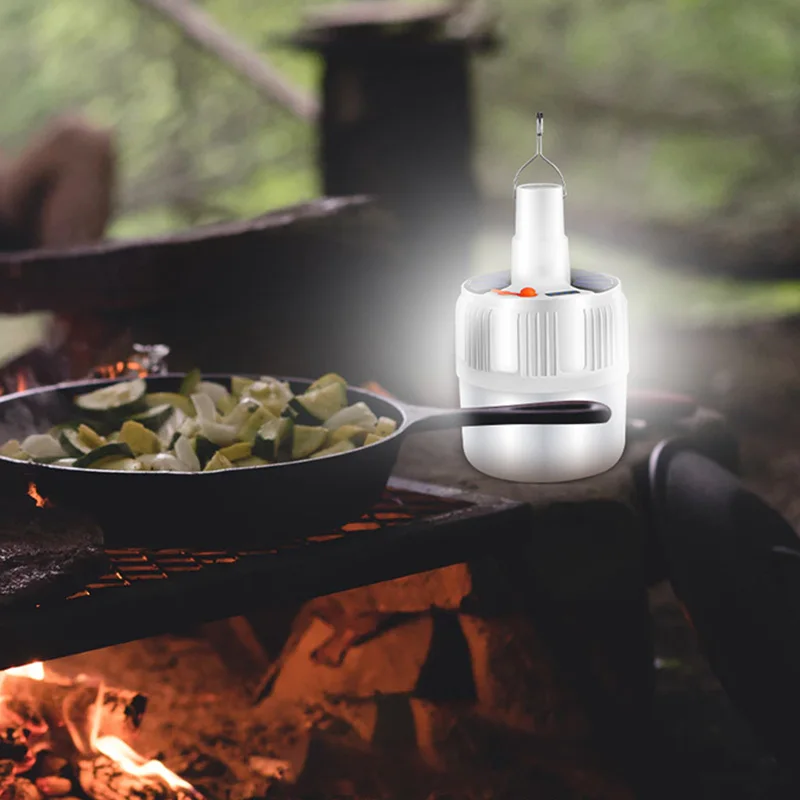 100W Solar Lamp Power Portable USB Rechargeable Solar LED Light 5 Modes Solar Bulb Outdoor Light For Dropshipping