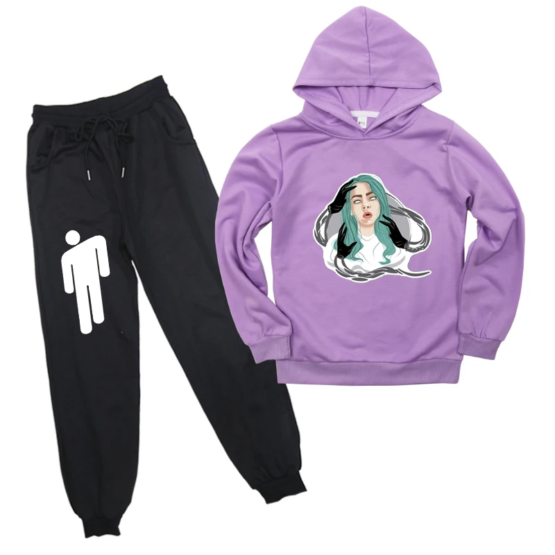 A6 2 шт./компл. Billie Eilish спортивный костюм мужские повседневные толстовки брюки Ropa Hombre спортивные рубашки костюмы уличная одежда для подростка спортивная одежда - Цвет: A6
