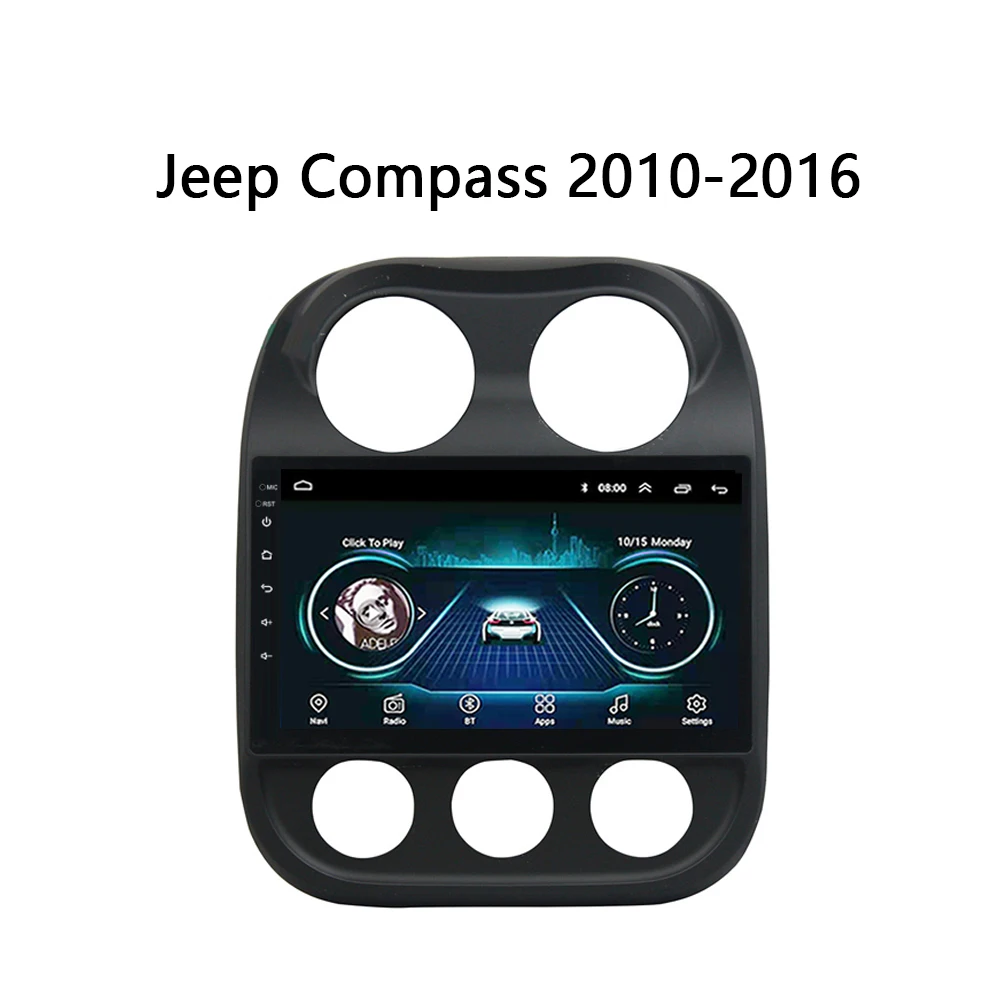 For Jeep Compass 2010-2016 GPS Navigation Android 8.1Car radio MP5 DVD Player Support WIFI FM Bluetooth Rear View Camera Steering Wheel Control HD Video Player USB Carplay Buit-in Speaker/Microphone