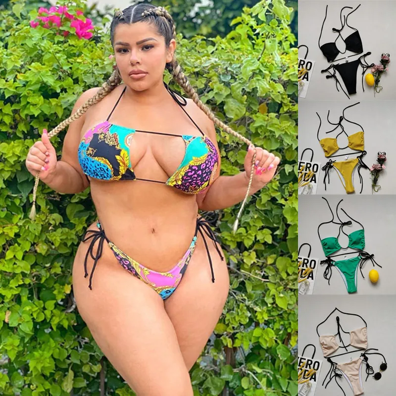 CROSSWAY Women's Swimwear Plug 4XL Bikini Set 2 Piece Women Bikinis Sexy Biquini Brazilian Swimsuit Female Push Up Beachwear | Женская