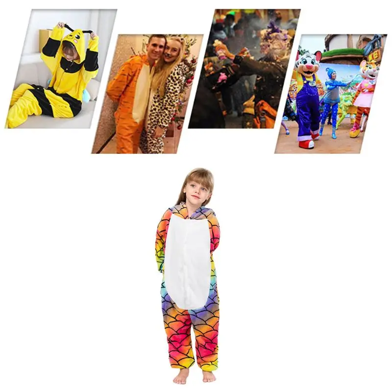 

Kid Cute Horse Animal One-Piece Pajamas Rainbow Hooded Cosplay Flannel Sleepwear NEW