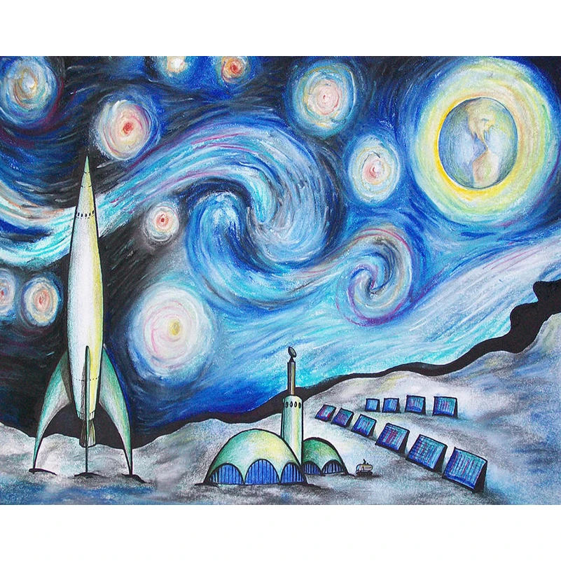DIY Painting By Numbers Lunar Starry Night Kit Oil Picture Landscape Wall Art on Canvas Home Decoration Gift | Дом и сад