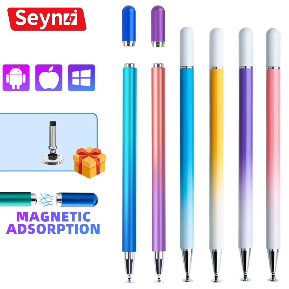 SEYNLI Magnetic Touch Screen Stylus Gradient Color Built-in Replaceable Suction Cup Pen Tip Transparent Disc Capacitive Pencil