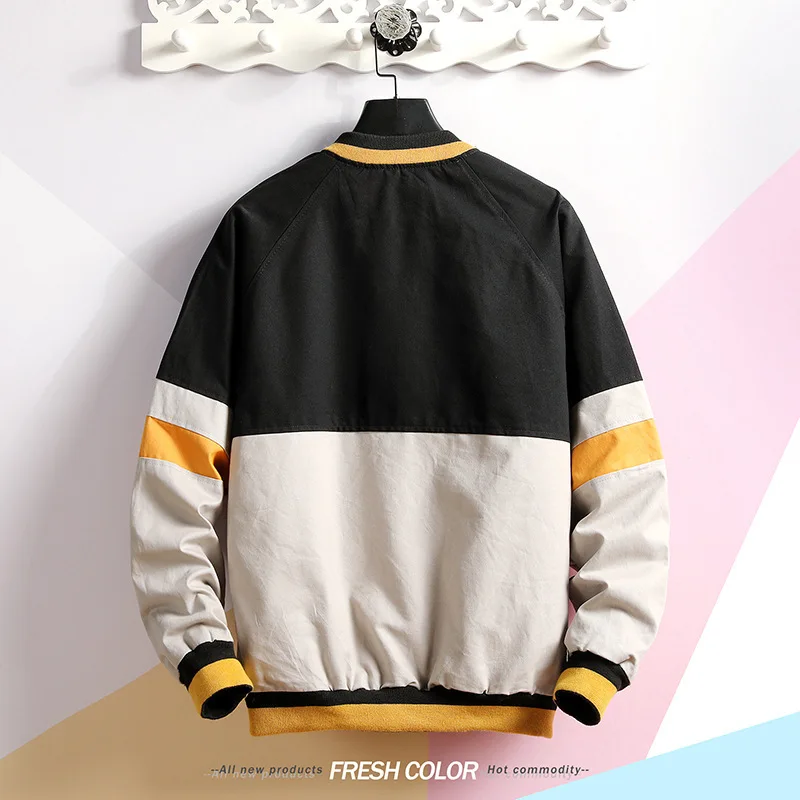 

2019 Spring New Style Men Origional Hong Kong Style Teenager Handsome Jacket Men's Baseball Collar Coat Mixed Colors Fashion
