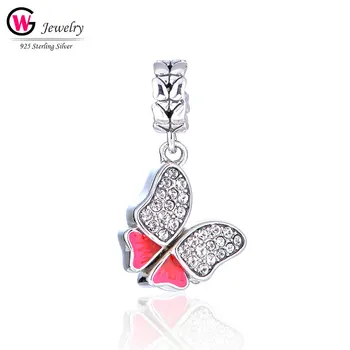 

New CZ Butterfly Pendant Charm Women Silver Fit For Pandora Bracelet Accessories 925 Sterling Silver Beads Jewerly Charm Brand