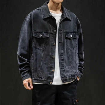 

2019 men's spring large size denim jacket large size wild lapel denim jacket