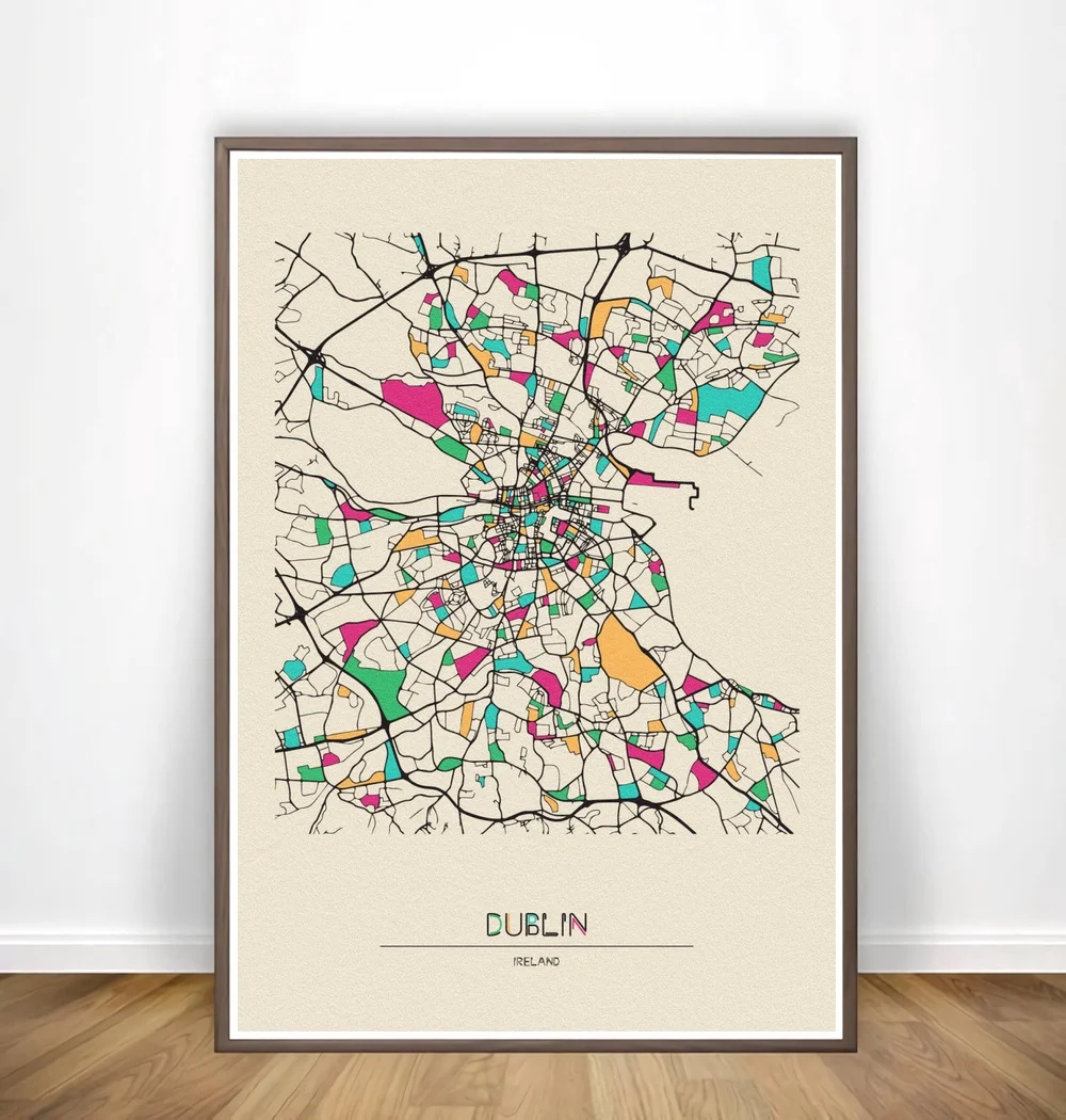 Doha Dresden Dubai Dublin Dubrovnik Durban Colorful City Maps Poster Canvas Print Wall Art Home Decor | Дом и сад