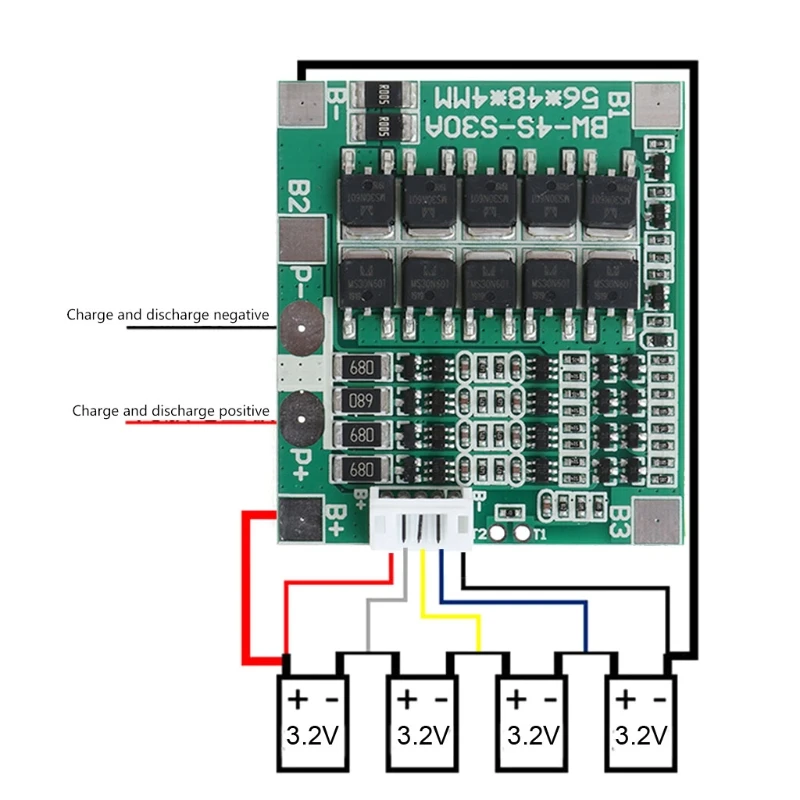 4S 30A 12.8V W/Balance 3.2V LiFePo4 Leven 18650 Batterij Bms