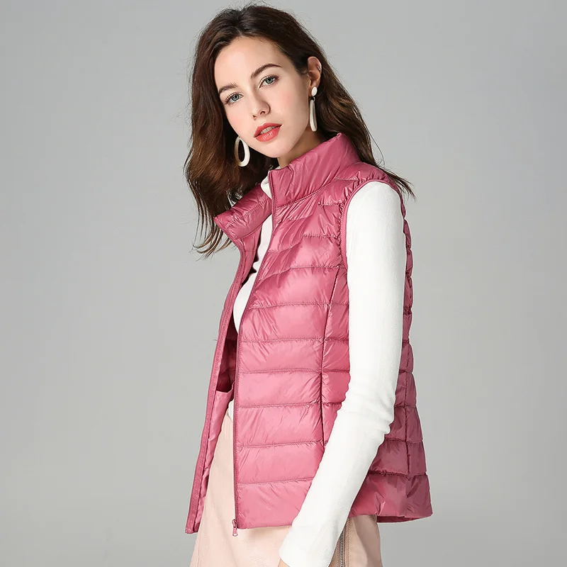 Women Vests 2021 New Winter Ultra Light White Duck Down Vest Female Slim Sleeveless Jacket Women's Windproof Warm Waistcoat