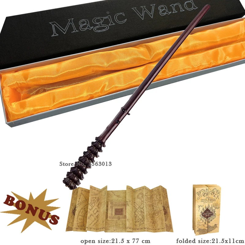 Волшебные палочки для косплея Поттера, Добби Гермиона, Дамблдор, волшебные палочки с картой мародера и лентой, Подарочная коробка, рождественский подарок - Цвет: Metal Core Fred
