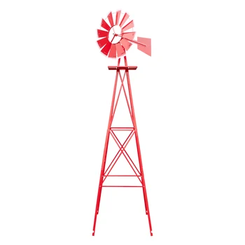 

Windmill 8FT Weather Resistant Yard Garden Red/Green/Gray High Quality Steel Construction Quiet Operation[US-Stock]