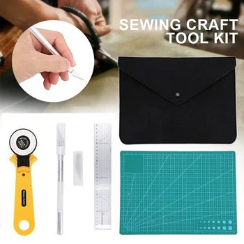 

5Pcs/Set Sewing Craft Tool Kit Carving Rotary Cutter Cutting Mat Ruler Bag For Cutter Quilting Arts Craft Patchwork Sewing Tools