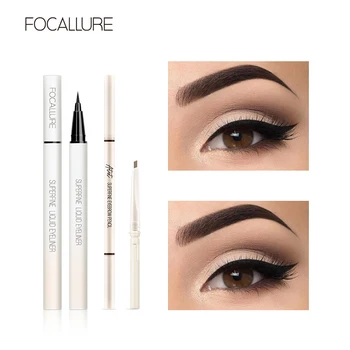

FOCALLURE 2PCS Makeup Set Superfine Eyeliner Long-lasting Nature Eyebrow Eye Makeup Kit