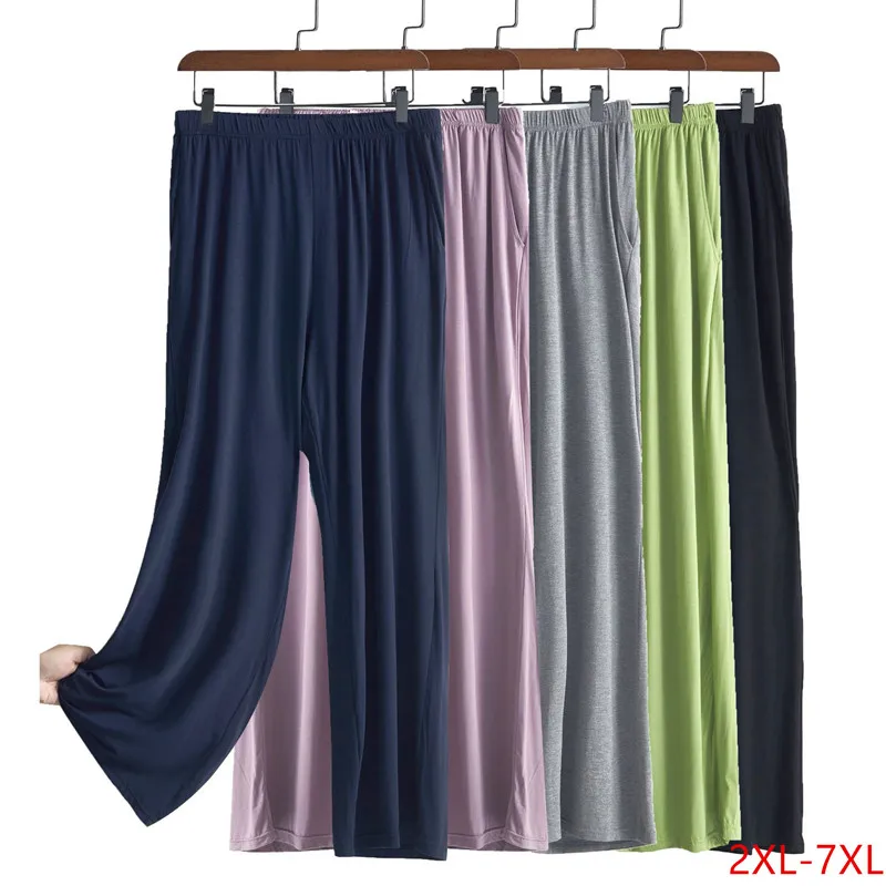 Women Spring Autumn Cotton Pajama Pants Comfortable Loose Home Wear Wide Leg Sleepwear Pant Plus Size Ladies Trousers 2XL-7XL outer wear loose and plus sized home pants combing pure cotton modal pajama pants simple solid color comfortable zero bound