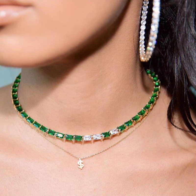 Tennis Chain Baguette Necklace Iced 