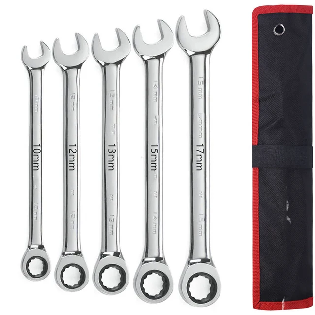 Ratchet Metric Wrenches Torque Universal Spanners for Car Repair Hand Tools 10-12-13-15-17