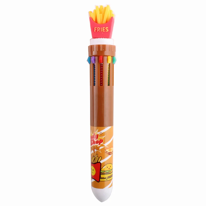 10 Colors Cute Creative Ballpoint Pen Coke Burger Fries Silicone Multicolor Pen For Office Stationery Supplies Papelaria Escolar