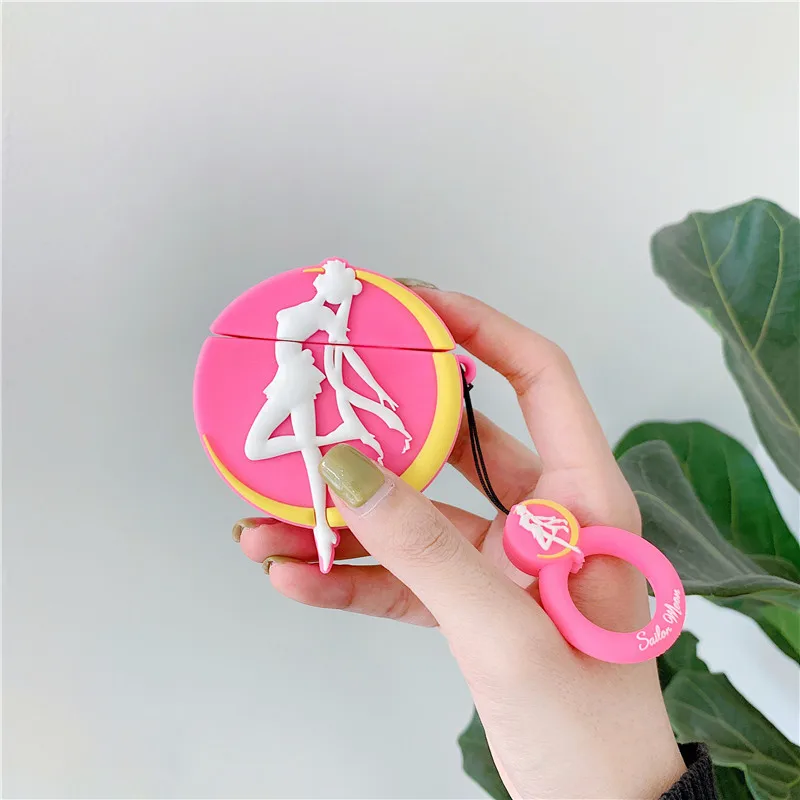 Sailor Moon Tsukino Usagi Luna Cat Чехол для наушников Аксессуары Защитная крышка с кольцом на палец подарок