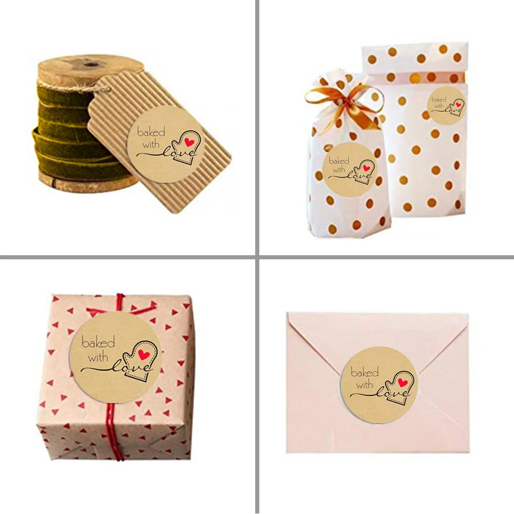 500pcs Natural Kraft Paper Round Sticker Seal Labels Roll Sticker For Package Decorate Handmade Sticker Waterproof Sticker Label