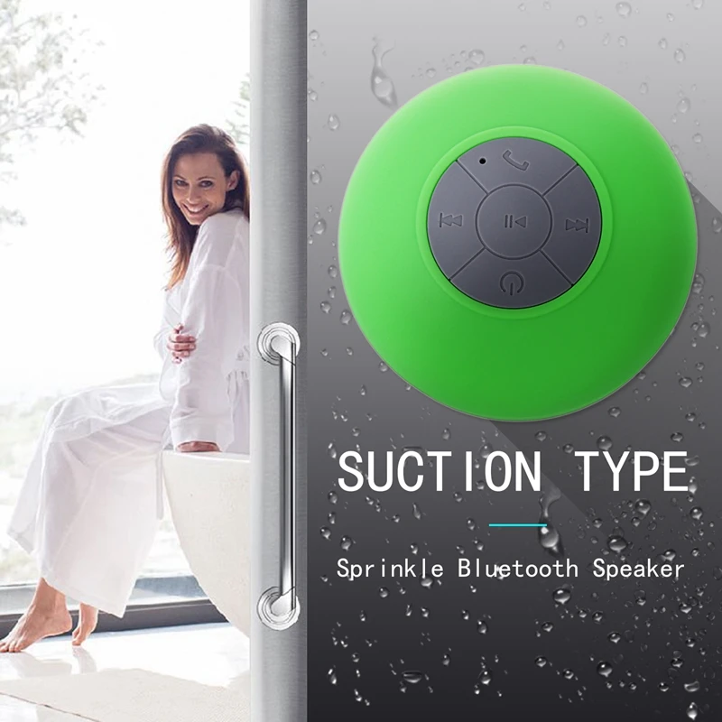 Водонепроницаемый Мини громкоговоритель Jukebox Bluetooth USB 2,5 мм микрофон для мобильного телефона с присоской-зеленый