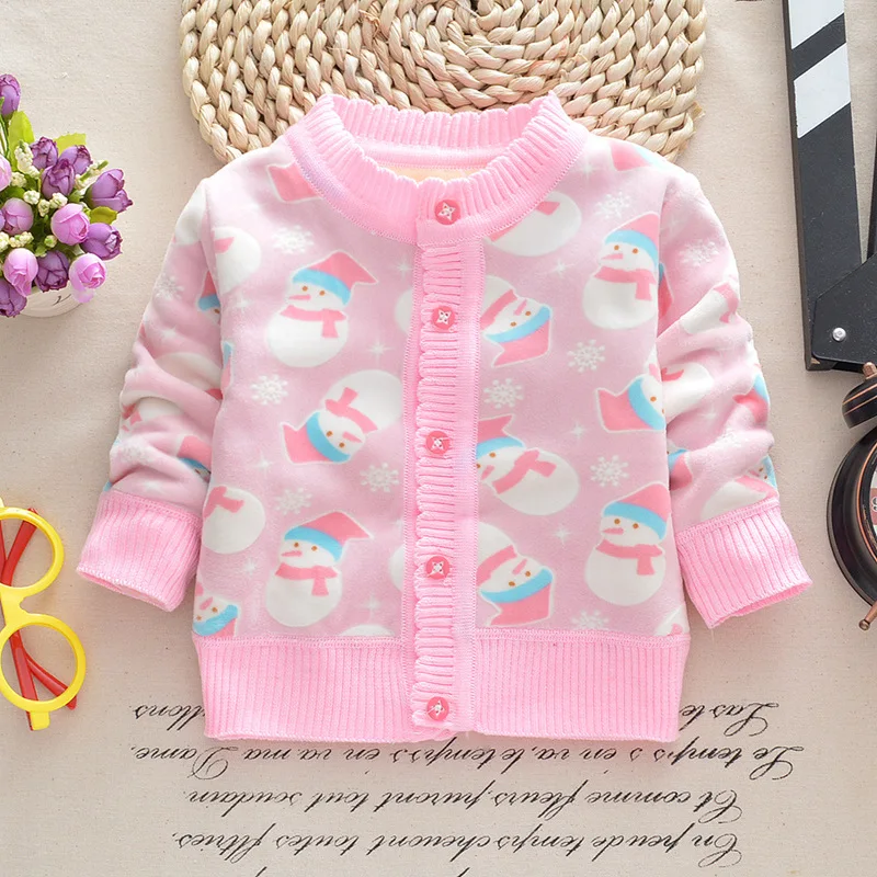 

Baby plus Velvet Cardigan Chun CHILDREN'S Sweater Infants Sweaters Autumn And Winter Small Children Double-sided Plush Coat Kids
